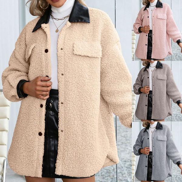 women's jackets faux plush jacket winter causal warm single-breasted stitching loose thin coat cold female outwears, Black;brown
women's jackets faux plush jacket winter causal warm single-breasted stitching loose thin coat cold female outwears, Black;brown