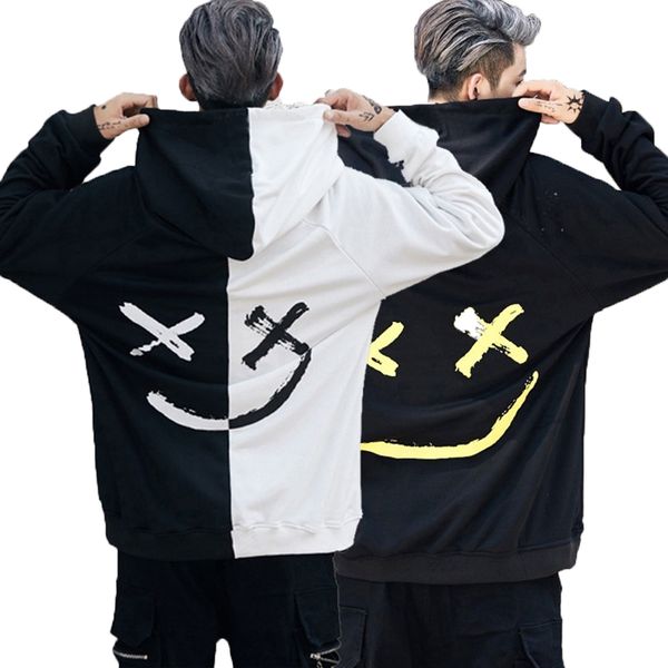 men's casual hoodie spring and autumn fashion color matching smiley face sweater couple long-sleeved sports hooded top, Black
men's casual hoodie spring and autumn fashion color matching smiley face sweater couple long-sleeved sports hooded top, Black