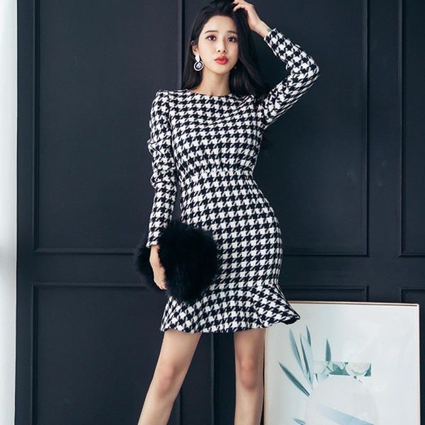 casual dresses one-piece korean style 2021 spring autumn women chic dress woolen cloth houndstooth slim was thin temperament sexy, Black;gray
casual dresses one-piece korean style 2021 spring autumn women chic dress woolen cloth houndstooth slim was thin temperament sexy, Black;gray