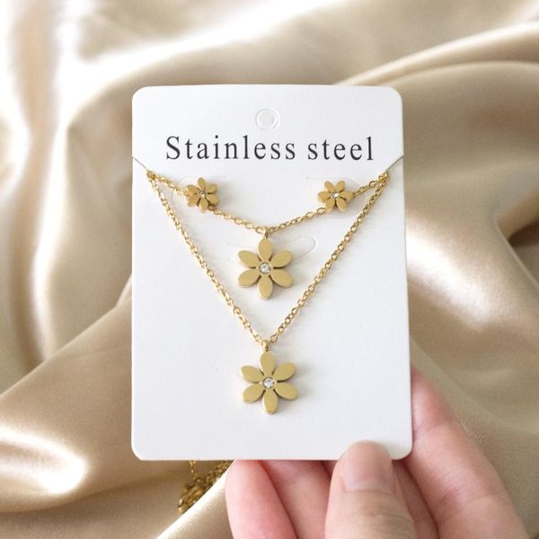 earrings & necklace luxukisskids gold flower shape stainless steel double necklaces sets for female trendy jewellry bijoux femme, Silver
earrings & necklace luxukisskids gold flower shape stainless steel double necklaces sets for female trendy jewellry bijoux femme, Silver
