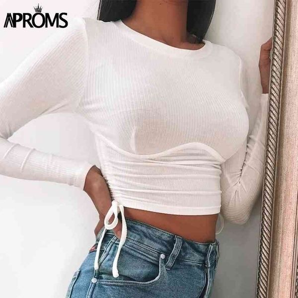 aproms elegant ribbed knitted long sleeve t-shirt women autumn winter drawstring ruched basic crop streetwear bodycon tshirt 210408, White
aproms elegant ribbed knitted long sleeve t-shirt women autumn winter drawstring ruched basic crop streetwear bodycon tshirt 210408, White
