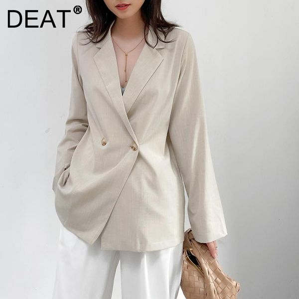 women's suits & blazers deat woman blazer beige notched collar long sleeve double breasted casual style drape jacket 2021 summer fashio, White;black
women's suits & blazers deat woman blazer beige notched collar long sleeve double breasted casual style drape jacket 2021 summer fashio, White;black