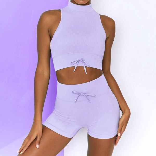 yoga outfit solid seamless set gym fitness clothing high neck tank waist push up hip shorts women sports suit summer 
yoga outfit solid seamless set gym fitness clothing high neck tank waist push up hip shorts women sports suit summer