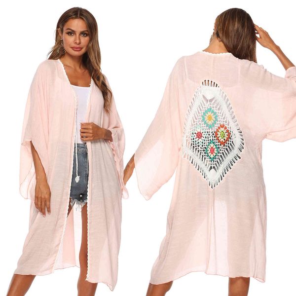 women's plus size hand hook stitching large loose cardigan lace up beach bikini sunscreen cover 1976
women's plus size hand hook stitching large loose cardigan lace up beach bikini sunscreen cover 1976