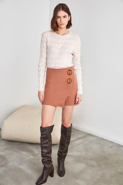 skirts trendyol button skirt twoaw21et0630, Black