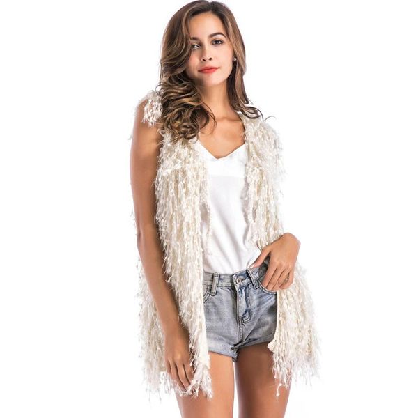 women's vests 2021 autumn winter casual sleeveless tassel vest knitted sweater female coat slim veste de dame chaude, Black;white
women's vests 2021 autumn winter casual sleeveless tassel vest knitted sweater female coat slim veste de dame chaude, Black;white