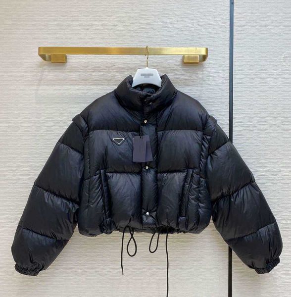 down designer parkas with inverted triangle women winter thick coat sleeves detachable style vest size s m l, Black
down designer parkas with inverted triangle women winter thick coat sleeves detachable style vest size s m l, Black