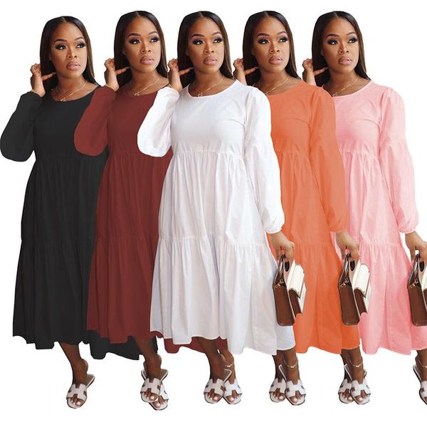 autumn winter long sleeve dress solid color crew neck pleated mid calf female casual loose midi s-xxl dresses, Black;gray
autumn winter long sleeve dress solid color crew neck pleated mid calf female casual loose midi s-xxl dresses, Black;gray