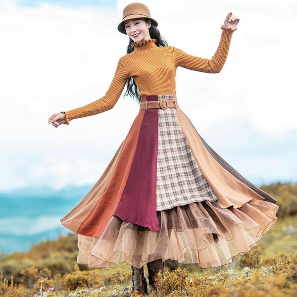 skirts 2021 boshow autumn and winter vintage long maxi high waist a-line plaid patchwork mesh kirt wool women, Black
skirts 2021 boshow autumn and winter vintage long maxi high waist a-line plaid patchwork mesh kirt wool women, Black