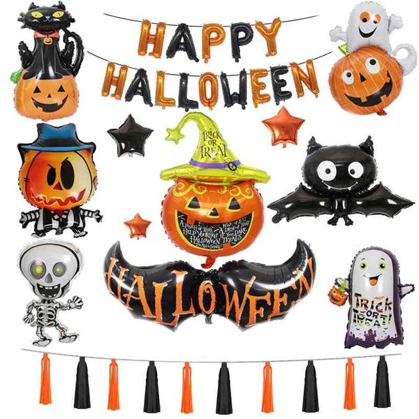 decoration of pumpkin, ghost, bat, skull, aluminum film balloon in the shopping mall for halloween
decoration of pumpkin, ghost, bat, skull, aluminum film balloon in the shopping mall for halloween