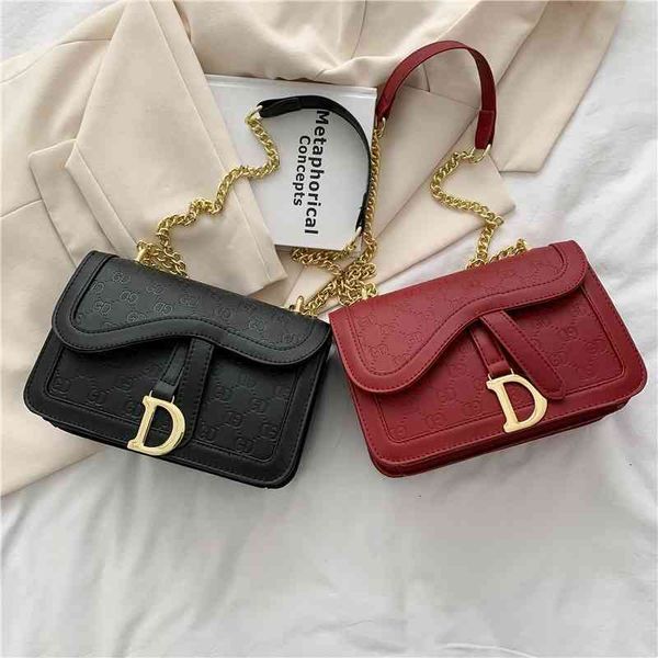 fashion bag handbag small square popular texture simple chain armpit bags