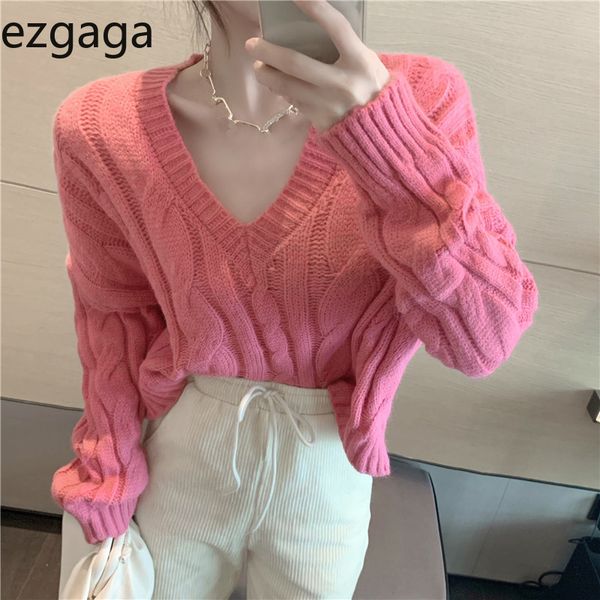 ezgaga pink sweater women fashion loose all-match autumn v-neck long sleeve solid ladies pullover elegant office lady 210430, White;black
ezgaga pink sweater women fashion loose all-match autumn v-neck long sleeve solid ladies pullover elegant office lady 210430, White;black