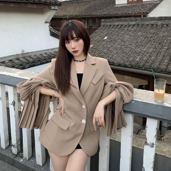 women's jackets 2021 spring fall notched chic design bow deco pleated butterfly sleeve suit outwear elegant temperament coat, Black;brown
women's jackets 2021 spring fall notched chic design bow deco pleated butterfly sleeve suit outwear elegant temperament coat, Black;brown