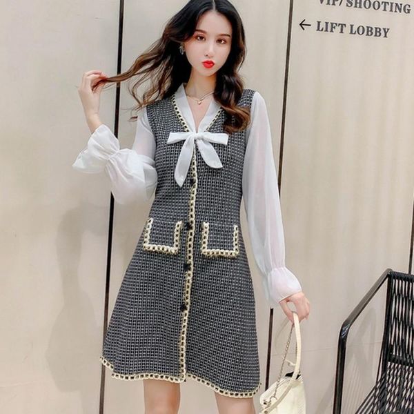 casual dresses 2021 autumn fashion women dress long sleeve knitting stitching, Black;gray
casual dresses 2021 autumn fashion women dress long sleeve knitting stitching, Black;gray