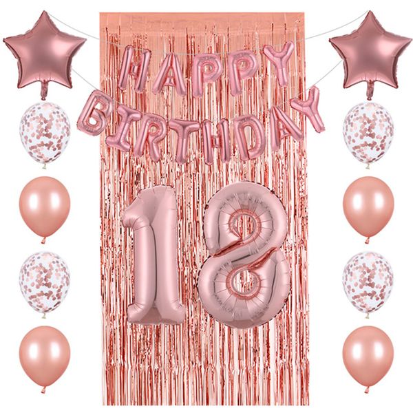 26pcs 18/20/25/30/40th number happy birthday foil balloons rose gold confetti latex balloons rain curtain wedding party decor
26pcs 18/20/25/30/40th number happy birthday foil balloons rose gold confetti latex balloons rain curtain wedding party decor