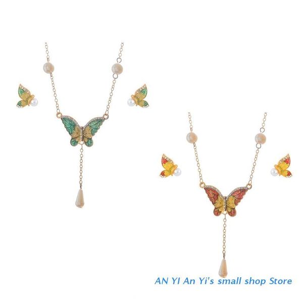earrings & necklace trendy butterfly pendant jewelry set pearl for female gift, Silver
earrings & necklace trendy butterfly pendant jewelry set pearl for female gift, Silver