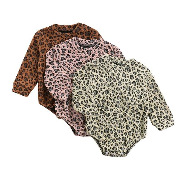 jumpsuits 2021 born baby girl autumn rompers leopard print long-sleeves jumpsuit with crotch buttons for toddlers 0-24m, Blue