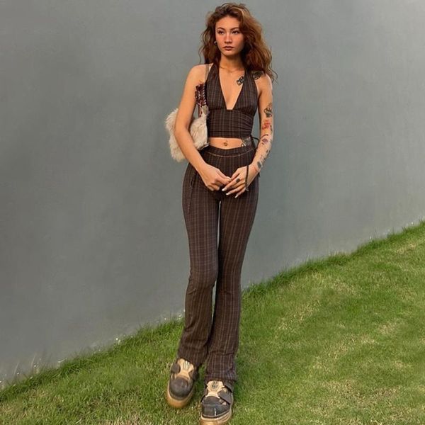 women's tracksuits spring e-girl striped print halter v-neck y2k camisole women high waist straight pants streetwear elegant slim long, Gray
women's tracksuits spring e-girl striped print halter v-neck y2k camisole women high waist straight pants streetwear elegant slim long, Gray