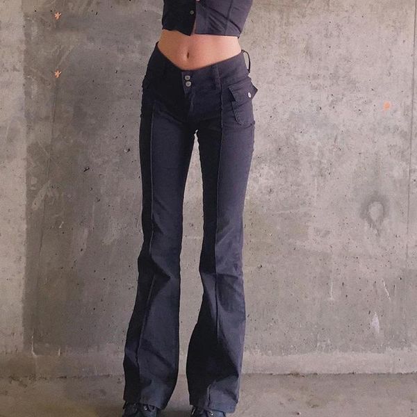 women's pants & capris 2021 slim low waist flare pockets solid for women and girls est autumn casual hight quality black trousers, Black;white
women's pants & capris 2021 slim low waist flare pockets solid for women and girls est autumn casual hight quality black trousers, Black;white