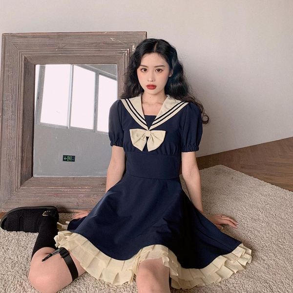 harajuku sailor collar navy dress japanese lolita sweet dresses girl retro cotton kawaii preppy style temperament jk uniform casual, Black;gray
harajuku sailor collar navy dress japanese lolita sweet dresses girl retro cotton kawaii preppy style temperament jk uniform casual, Black;gray