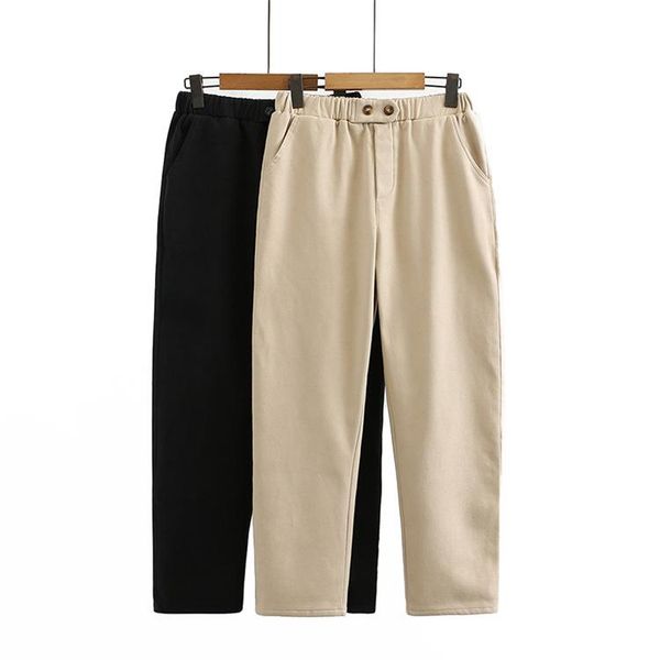 winter women's cotton trousers high waist plus cashmere straight leg pants wild loose & capris, Black;white
winter women's cotton trousers high waist plus cashmere straight leg pants wild loose & capris, Black;white