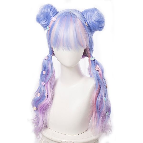 lolita candy color blue mixed pink ombre long curly bangs cute synthetic buns cosplay wig, Black
lolita candy color blue mixed pink ombre long curly bangs cute synthetic buns cosplay wig, Black