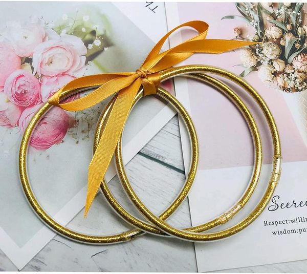 bangle 5pcs gold color glitter jelly bracelet plastic with powder lining fashion jewelry lightweight, Black
bangle 5pcs gold color glitter jelly bracelet plastic with powder lining fashion jewelry lightweight, Black