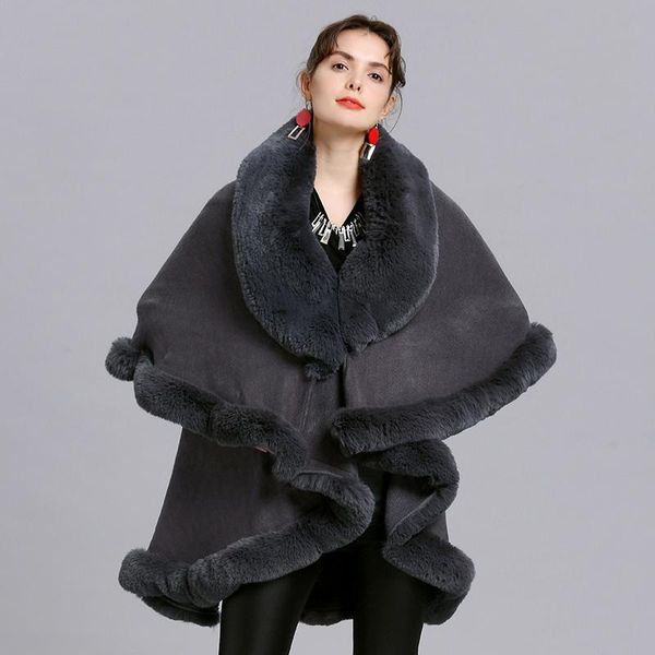 scarves imitation cashmere fashion women fur collar winter warm knitted elegant party oversized female poncho shawl, Blue;gray
scarves imitation cashmere fashion women fur collar winter warm knitted elegant party oversized female poncho shawl, Blue;gray