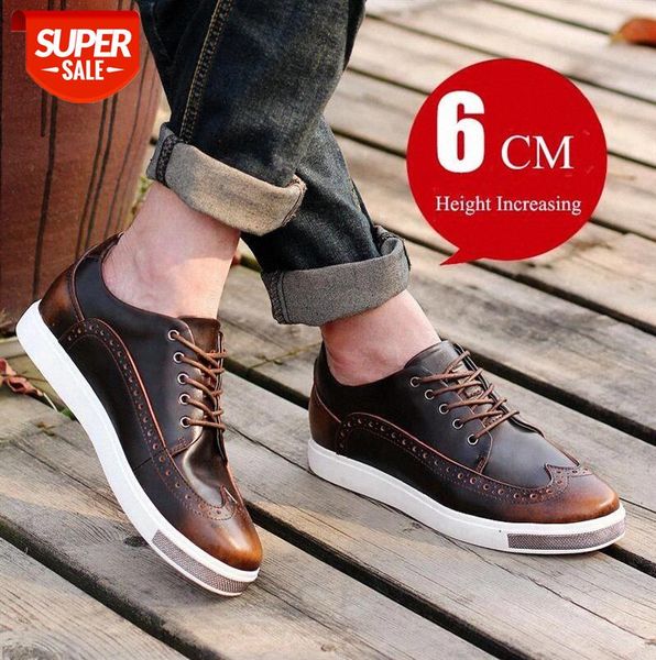 weh men elevator casual shoes 6 cm height increasing genuine leather chaussure homme fashion brogues for #ed7x