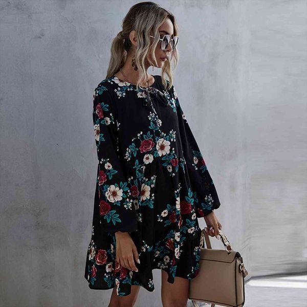 elegant autumn winter ruffles print womens dress casual o neck full sleeve high waist floral female black, Black;gray
elegant autumn winter ruffles print womens dress casual o neck full sleeve high waist floral female black, Black;gray