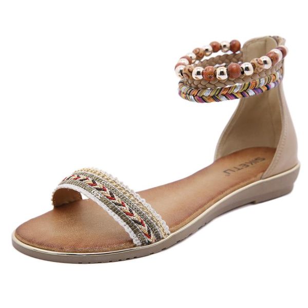 summer roman fashion sandals bohemian beaded retro ethnic large size flat heel women ladies ankle strap party shoes, Black
summer roman fashion sandals bohemian beaded retro ethnic large size flat heel women ladies ankle strap party shoes, Black