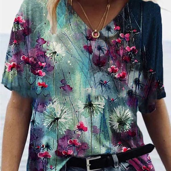 summer women's t-shirt vintage loose short sleeve v-neck ladies clothing casual soft comfortable print female, White
summer women's t-shirt vintage loose short sleeve v-neck ladies clothing casual soft comfortable print female, White