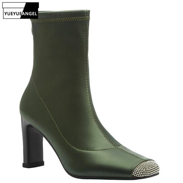 designer ladies square toe stretch diamonds satin high heel ankle boots autumn winter fashion thick womens thin, Black
designer ladies square toe stretch diamonds satin high heel ankle boots autumn winter fashion thick womens thin, Black