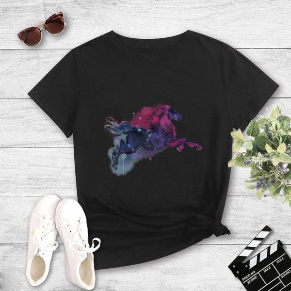 women's t-shirt european and american style female jersey tees colorful horse printing leisure short sleeve women young lady casual, White
women's t-shirt european and american style female jersey tees colorful horse printing leisure short sleeve women young lady casual, White