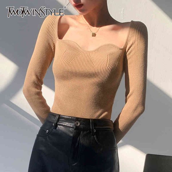 pure color pullover sweater for female square collar long sleeve high waist slimming women's casual sweater tide 210428, White;black
pure color pullover sweater for female square collar long sleeve high waist slimming women's casual sweater tide 210428, White;black