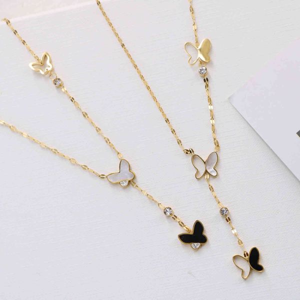 design jewelry decoration new titanium steel black and white hollow out butterfly long pendant clavicle thin chain necklace korean gentle te, Silver
design jewelry decoration new titanium steel black and white hollow out butterfly long pendant clavicle thin chain necklace korean gentle te, Silver