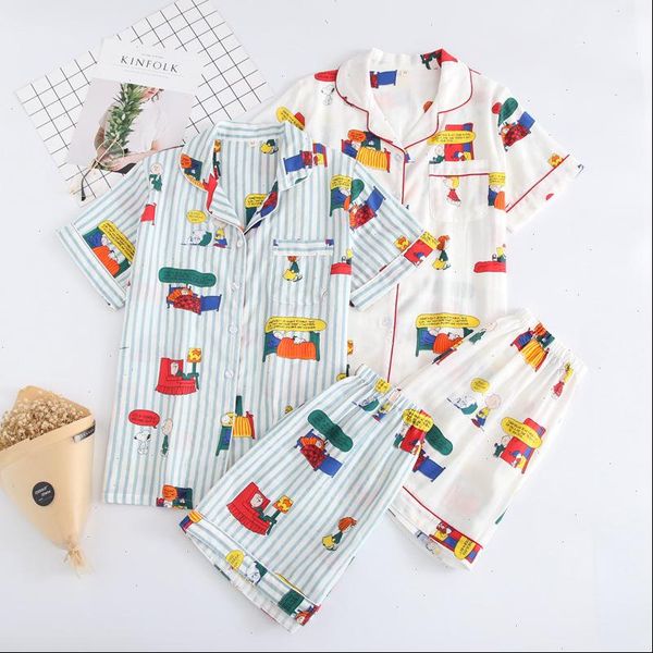 100% cotton short sleeved pajamas women sleepwear suit shorts cute cartoon printing japanese style simple home service, Black;red
100% cotton short sleeved pajamas women sleepwear suit shorts cute cartoon printing japanese style simple home service, Black;red