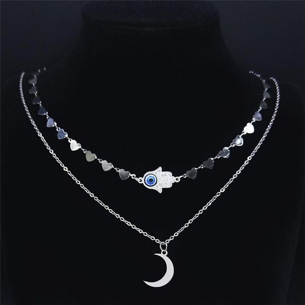 pendant necklaces 2pcs hamsa hand crystal stainless steel turkey eye moon necklace silver color islam muslim jewelry cadena n3787s01
pendant necklaces 2pcs hamsa hand crystal stainless steel turkey eye moon necklace silver color islam muslim jewelry cadena n3787s01
