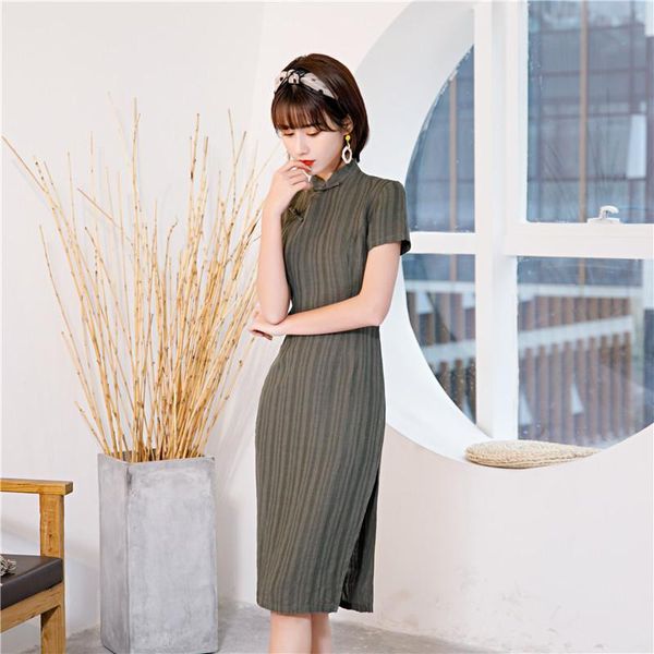 ethnic clothing cotton linen young lady elegant cheongsam mandarin collar green high split chinese dress vintage short sleeve qipao, Red
ethnic clothing cotton linen young lady elegant cheongsam mandarin collar green high split chinese dress vintage short sleeve qipao, Red