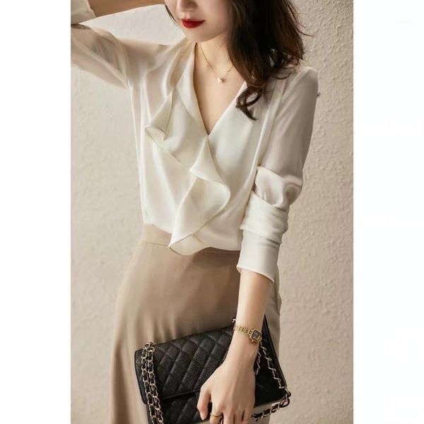 women's jackets the here comes cattle. mulberry silk wave lotus leaf collar is vertical and straight, elegant dignified, shirt girl, Black;brown
women's jackets the here comes cattle. mulberry silk wave lotus leaf collar is vertical and straight, elegant dignified, shirt girl, Black;brown