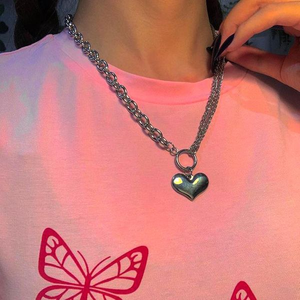 pendant necklaces y2k jewelry double chain peach heart necklace for women metal vintage punk fashion harajuku charm 90s aesthetic, Silver
pendant necklaces y2k jewelry double chain peach heart necklace for women metal vintage punk fashion harajuku charm 90s aesthetic, Silver