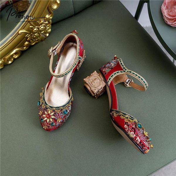 prowow fashion yellow red retro women summer sandals round toe buckle strap thick mid heel ladies party wedding s, Black
prowow fashion yellow red retro women summer sandals round toe buckle strap thick mid heel ladies party wedding s, Black