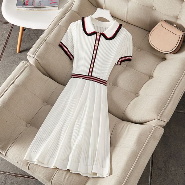 dress summer elegant striped patchwork short sleeve a-line knitted casual black fashion women clothes z6ve, Black;gray
dress summer elegant striped patchwork short sleeve a-line knitted casual black fashion women clothes z6ve, Black;gray