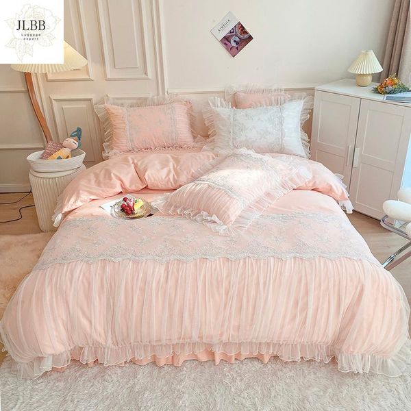 bedding sets luxury pink 100% cotton soft cozy princess wedding set lace embroidery duvet cover bed sheet skirt pillowcases 4pcs
bedding sets luxury pink 100% cotton soft cozy princess wedding set lace embroidery duvet cover bed sheet skirt pillowcases 4pcs