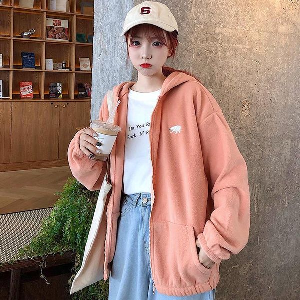 women's hoodies & sweatshirts fleece zip hoodie small animal embroidery long sleeve large size loose casual sweatshirt, Black
women's hoodies & sweatshirts fleece zip hoodie small animal embroidery long sleeve large size loose casual sweatshirt, Black