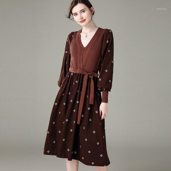 casual dresses 2021 autumn winter vintage dress women patchwork knit lantern sleeve vestidos mujer ladies slim midi female, Black;gray
casual dresses 2021 autumn winter vintage dress women patchwork knit lantern sleeve vestidos mujer ladies slim midi female, Black;gray