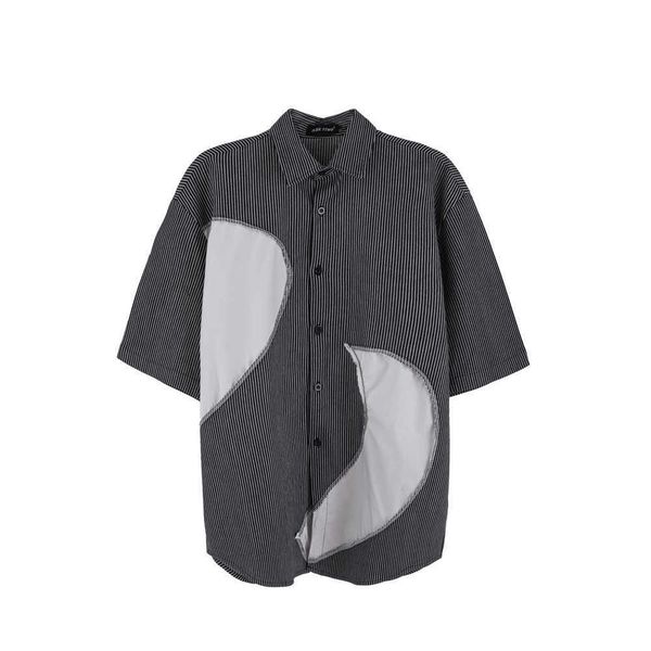 fashion shirt street brand contrast stitching stripe short sleeve men's summer trend loose casual quarter t-shirt, White;black
fashion shirt street brand contrast stitching stripe short sleeve men's summer trend loose casual quarter t-shirt, White;black