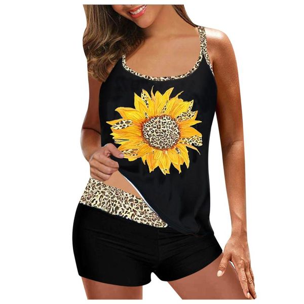 women's swimwear fashion bikini set sunflower leopard print suspender high waist shorts summer beach split swimsuit plus size #g1, White;black
women's swimwear fashion bikini set sunflower leopard print suspender high waist shorts summer beach split swimsuit plus size #g1, White;black
