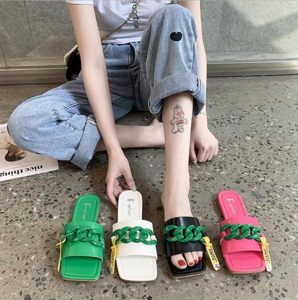 slippers fashion metal chain strap women slides flat summer outdoor beach female open toe casual flip flops shoes, Black
slippers fashion metal chain strap women slides flat summer outdoor beach female open toe casual flip flops shoes, Black