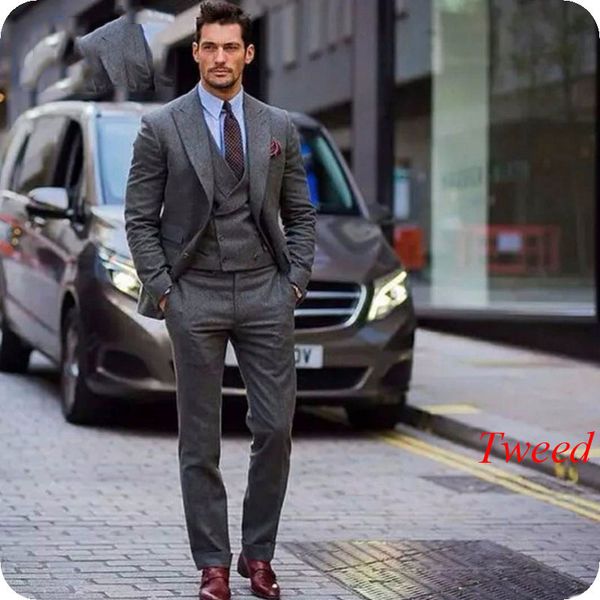 men's suits & blazers latest coat pant designs grey men tweed peaked lapel double breasted vest smoking jacket male terno masculin, White;black
men's suits & blazers latest coat pant designs grey men tweed peaked lapel double breasted vest smoking jacket male terno masculin, White;black